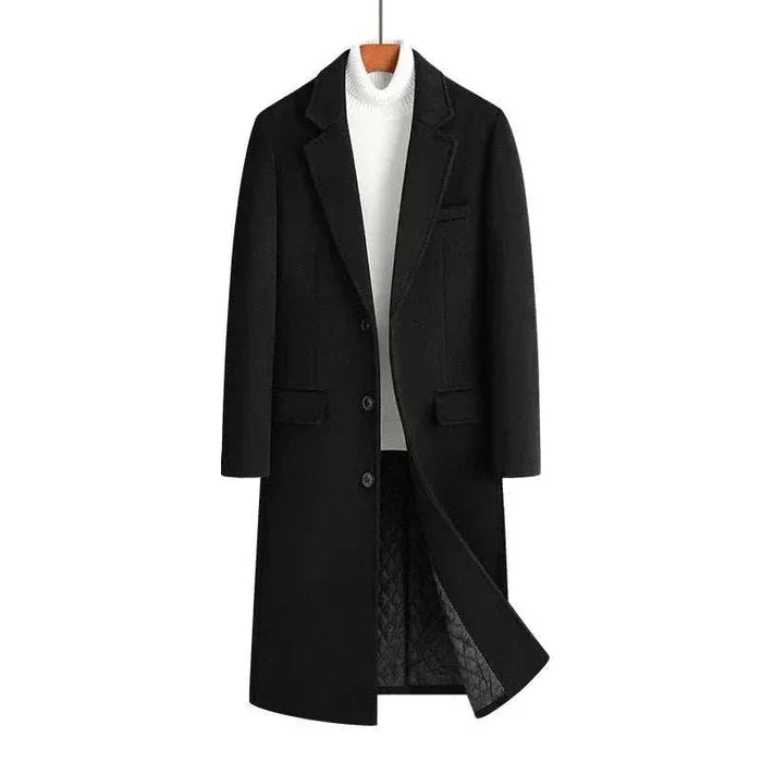 Wool elegant long coat - AntoniosClothing - Black