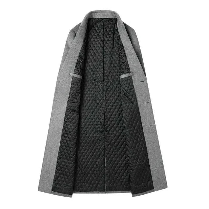 Wool elegant long coat - AntoniosClothing - Black