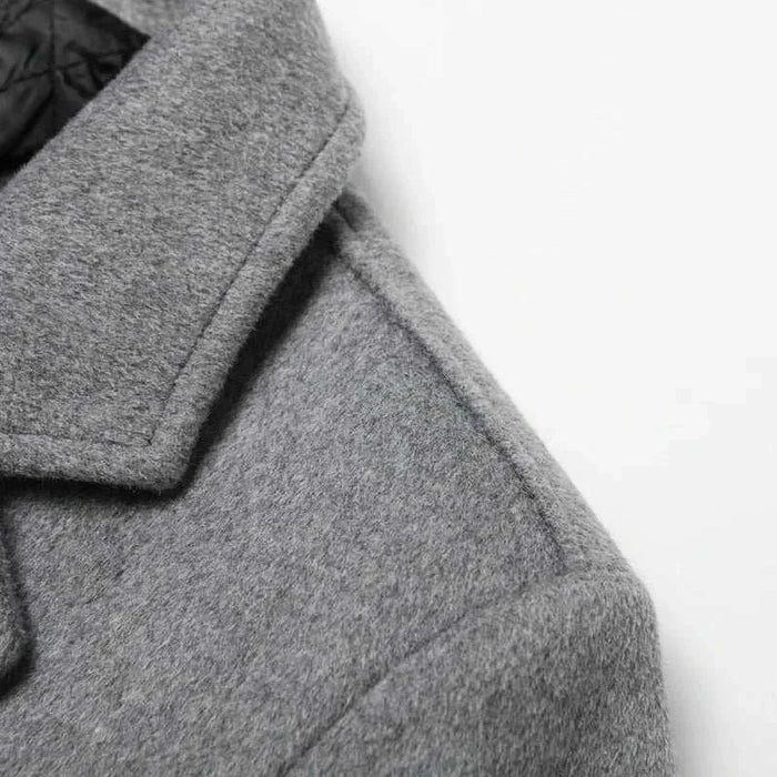 Wool elegant long coat - AntoniosClothing - Black