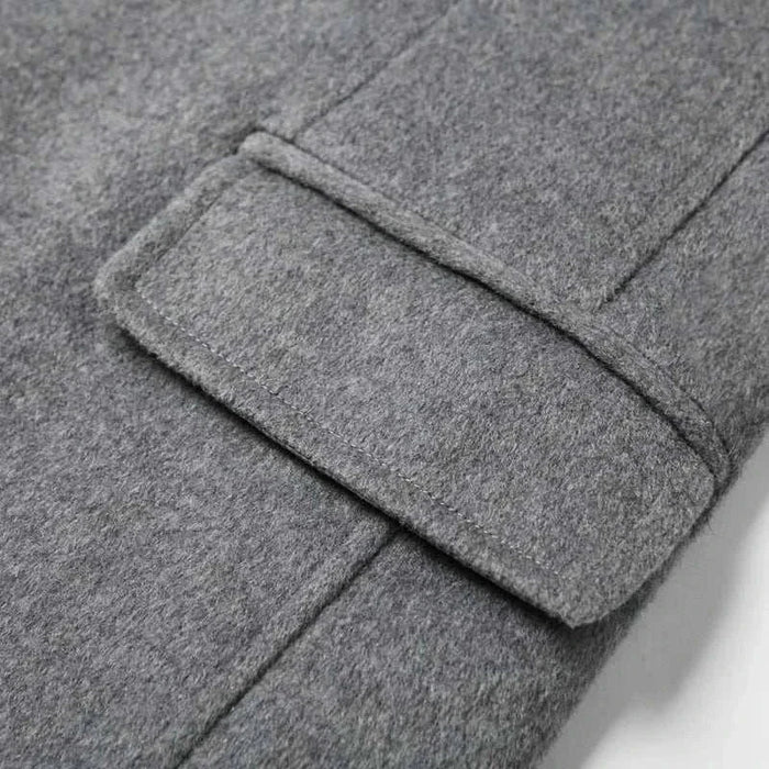 Wool elegant long coat - AntoniosClothing - Black