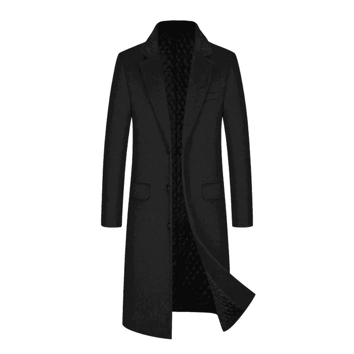Wool elegant long coat - AntoniosClothing - Black