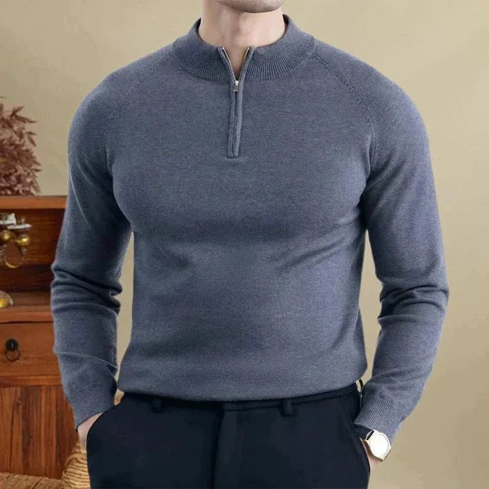 Wool smart casual premium sweater - AntoniosClothing - Gray