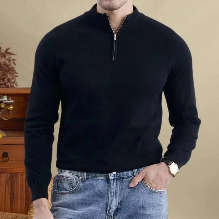 Wool smart casual premium sweater - AntoniosClothing - Black