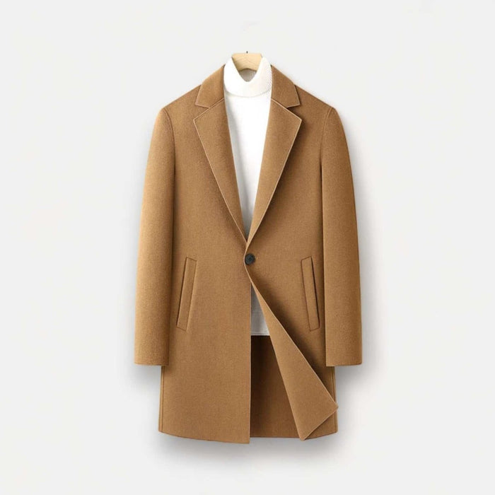 Woolen business long coat - AntoniosClothing - Khaki