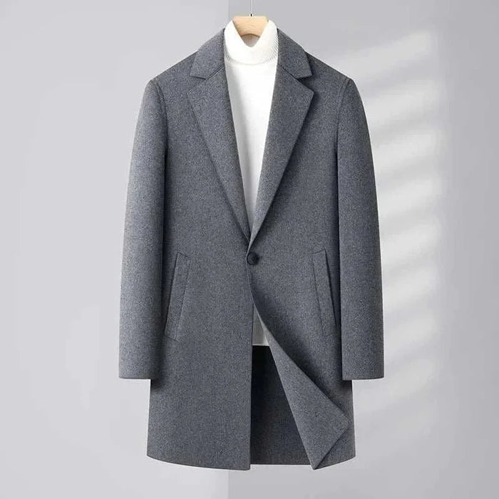Woolen business long coat - AntoniosClothing - Khaki