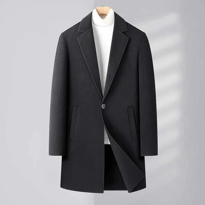 Woolen business long coat - AntoniosClothing - Khaki