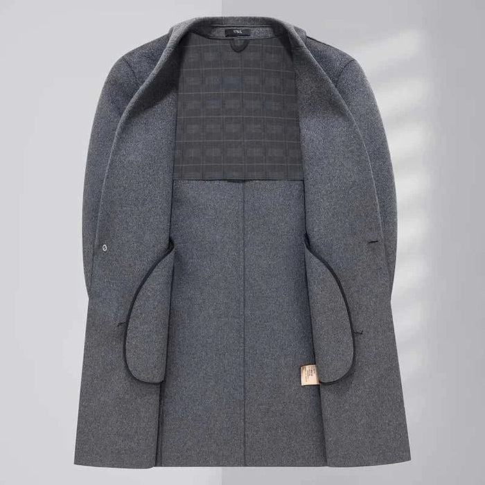 Woolen business long coat - AntoniosClothing - Khaki