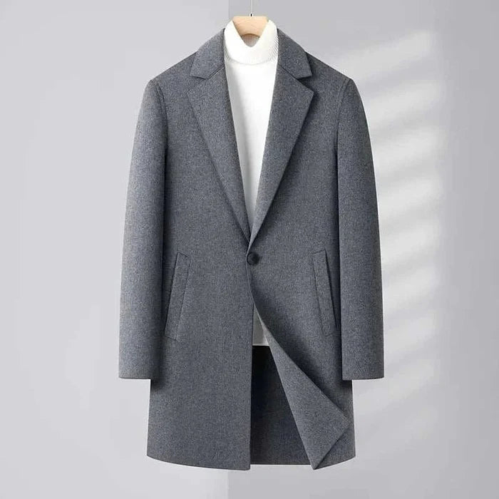 Woolen business long coat - AntoniosClothing - Gray