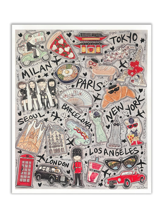 World Traveler Glitter Art Print