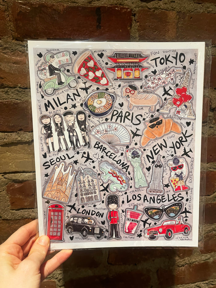 World Traveler Glitter Art Print