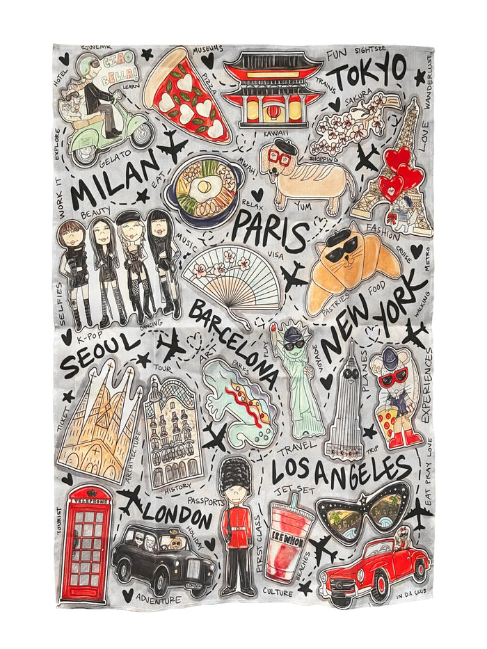 World Traveler Tea Towel