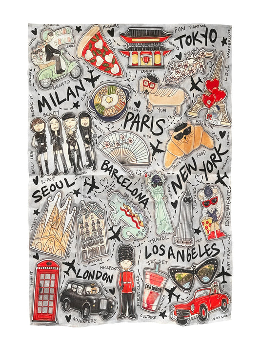 World Traveler Tea Towel