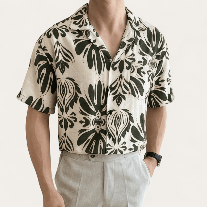Wrinkle-Free loose short sleeve cuban shirt - AntoniosClothing - Blue