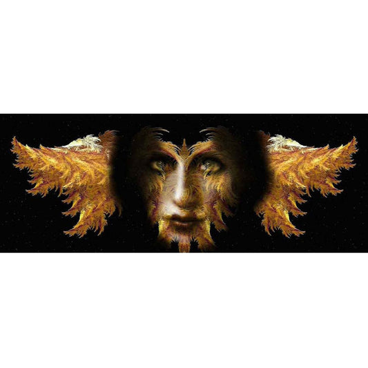 Gold Girl Fractal Feather Fluff Carved Wall Decal Printed