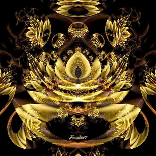 Golden Fractal Fantasy Gloss Poster Printed | Wallhogs