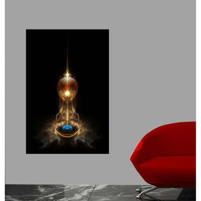 Orb of Light on Black Fractal Art Gloss Poster Installed