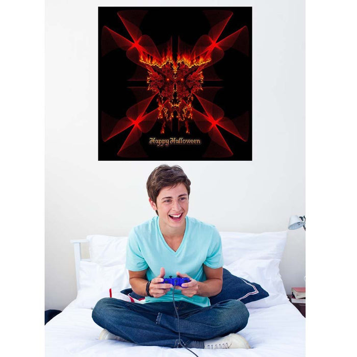 SineDot Spiral Fractal Fire Demon Wall Decal Installed