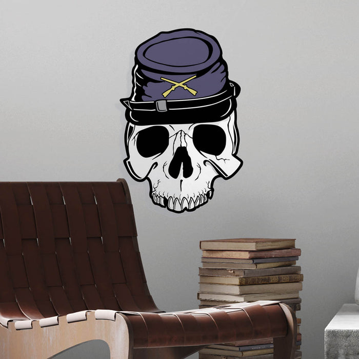 16x24 inch Yankee Skull Wall Decal Installed Above Chair