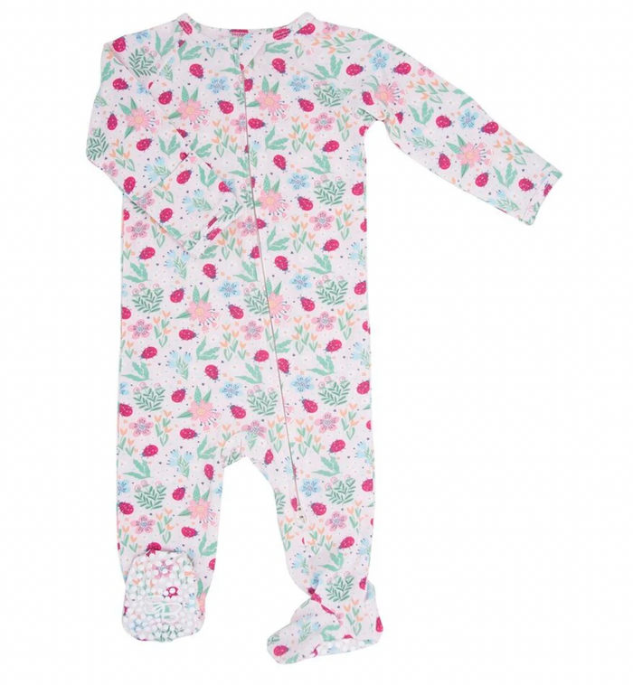 Zipper Footie - Ladybug Garden