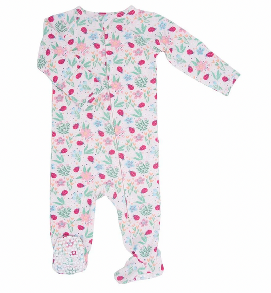 Zipper Footie - Ladybug Garden
